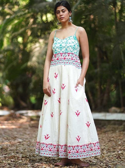 Chidiyaa Multi Color Pure Cotton Regular Fit Block Printed Dress