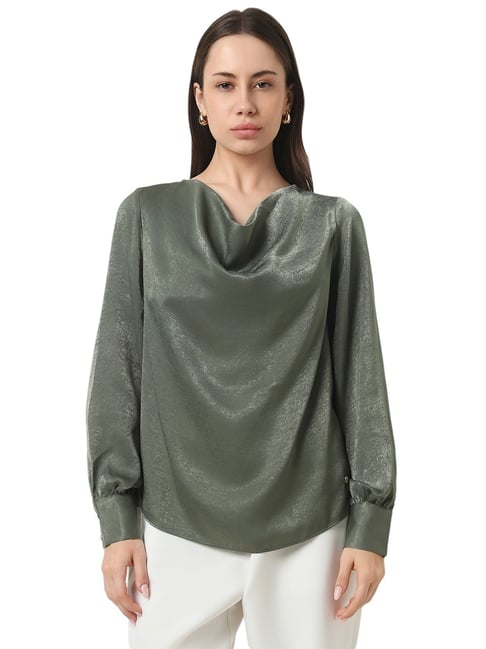 Van Heusen Green Polyester Solid Top-picture-24