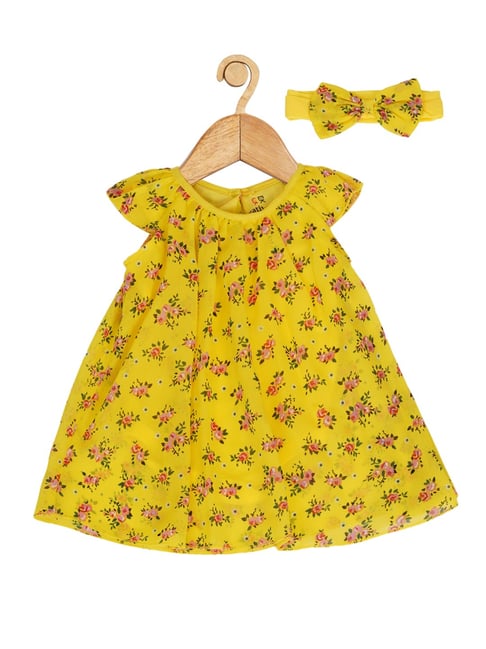 Creative Kid's Girls Yellow & Pink Floral Dress