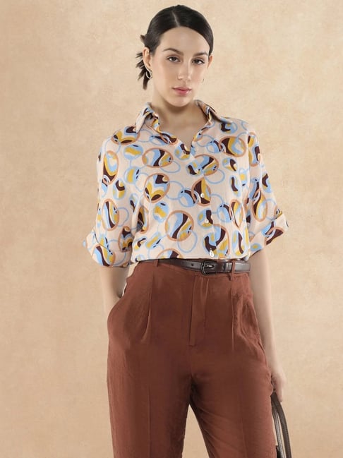 RAREISM Multi Cotton Blend Printed Three-Quarter Sleeves Shirt-picture-33