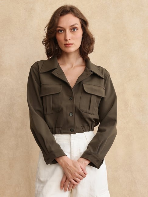 RAREISM Olive Twill Solid Long Sleeves Jacket-picture-17