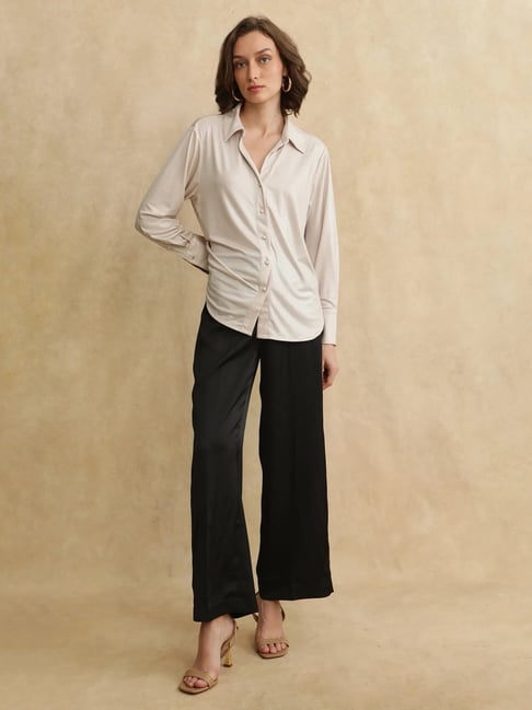 RAREISM Gold Cotton Blend Solid Long Sleeves Shirt-picture-17