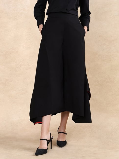 RAREISM Black Cotton Blend Solid Trousers-picture-47