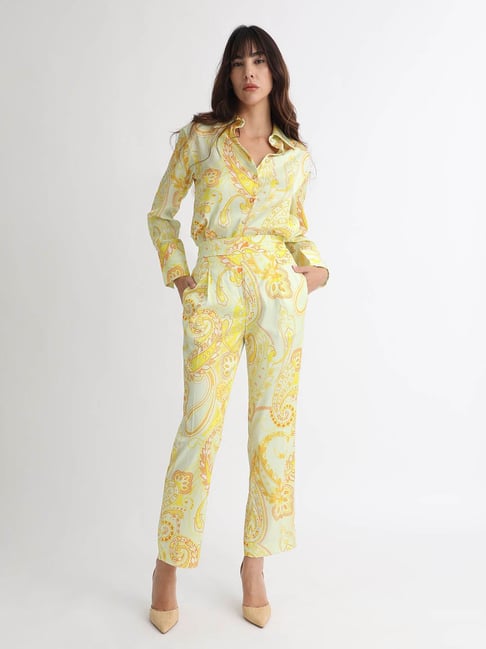 RAREISM Yellow Polyester Printed Trousers-picture-16
