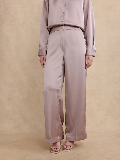 RAREISM Beige Cotton Blend Solid Trousers-picture-24