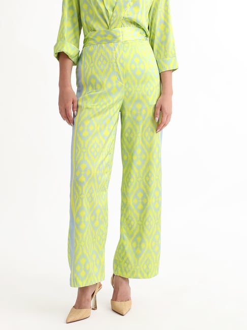 RAREISM Yellow Polyester Striped Trousers-picture-14