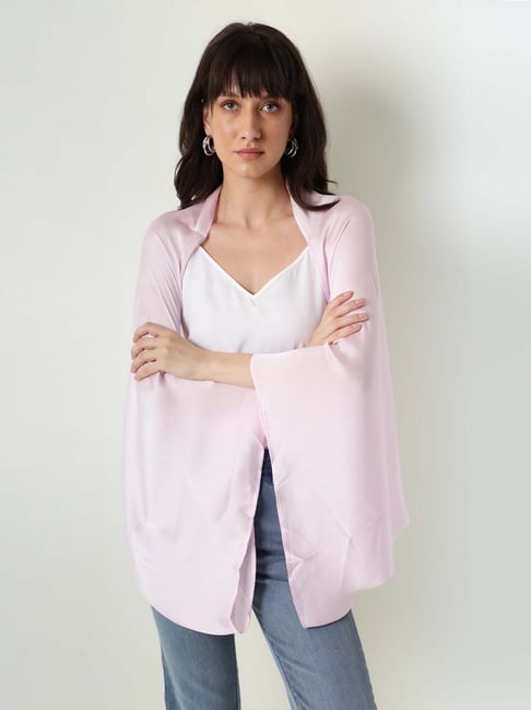 RAREISM Purple Polyester Solid Sleeveless Shrug-picture-26