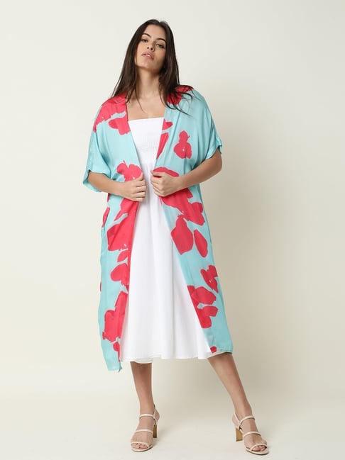 RAREISM Navy Cotton Printed Three-Quarter Sleeves Shrug-picture-26