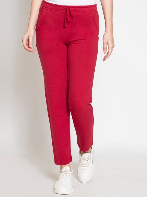 FEMEA Maroon Fleece Solid Trackpants-picture-33