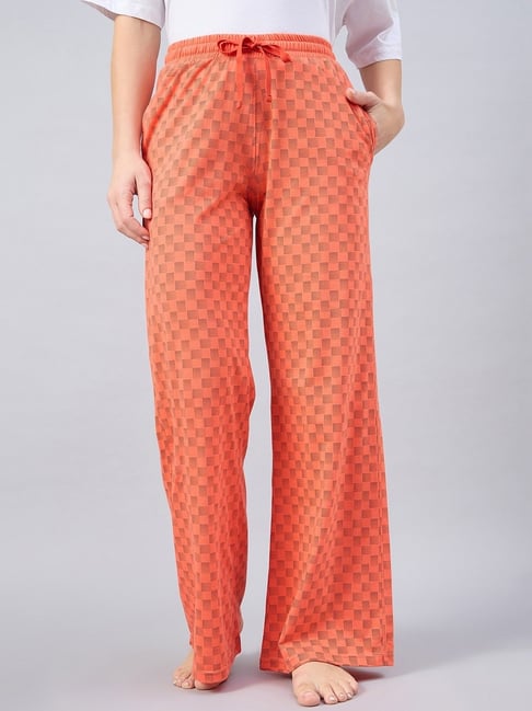 FEMEA Orange Cotton Print Lounge Pants-picture-34