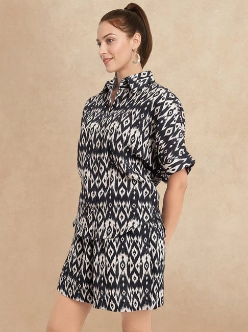 RAREISM Black Cotton Blend Printed Short Sleeves Shirt-picture-40