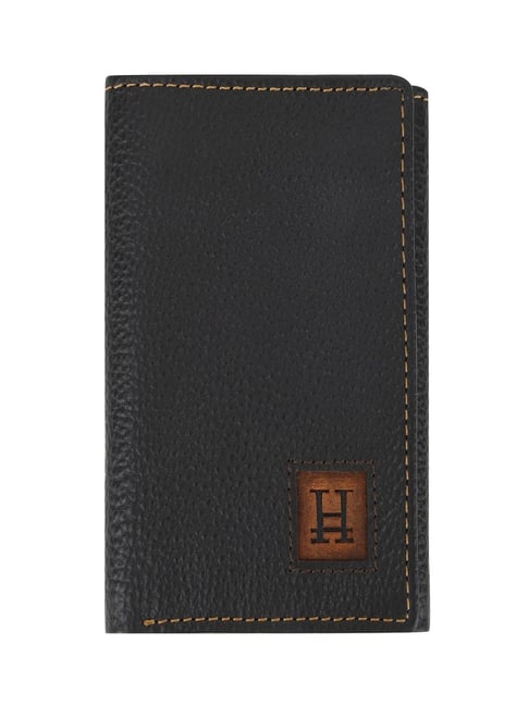 HIROSHI Black Textured Leather Tri-Fold Wallet-picture-37