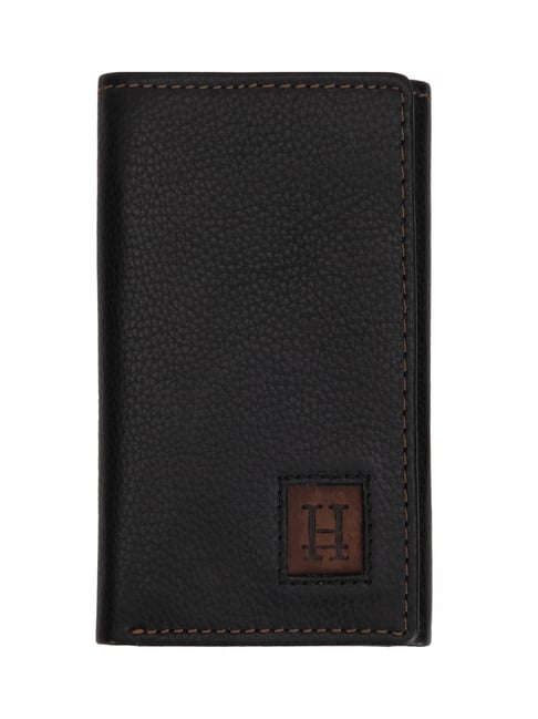HIROSHI Black Textured Leather Tri-Fold Wallet-picture-16