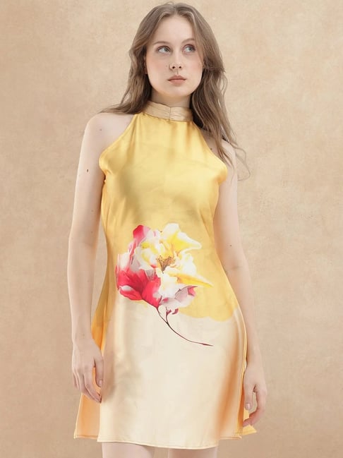 RAREISM Yellow Polyester Printed Sleeveless Dress-picture-20