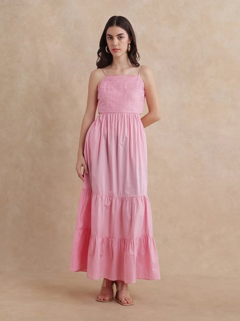 RAREISM Pink Cotton Solid Sleeveless Dress-picture-25