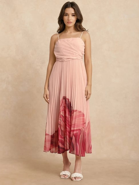 RAREISM Pink Polyester Solid Sleeveless Dress-picture-36