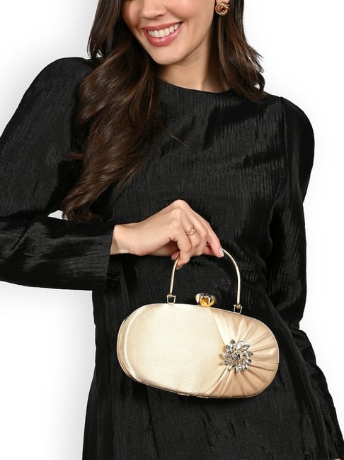 Lavie Shaiz Mettalic Gold Textured Small Clutch