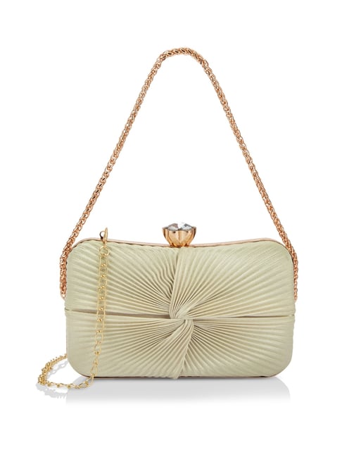 Lavie Ruby Knot Mettalic Gold Textured Small Clutch