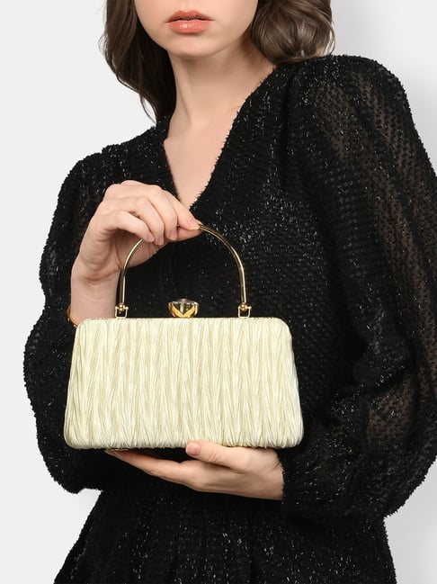 Lavie Tara Mettalic Gold Textured Small Clutch