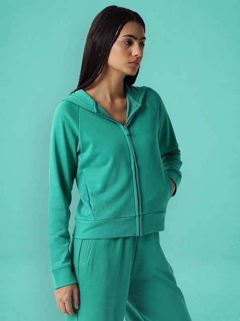 RAREISM Green Cotton Blend Solid Long Sleeves Sweatshirt-picture-13