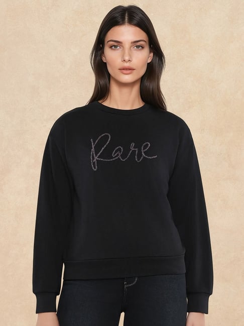 RAREISM Black Cotton Blend Solid Long Sleeves Sweatshirt-picture-19