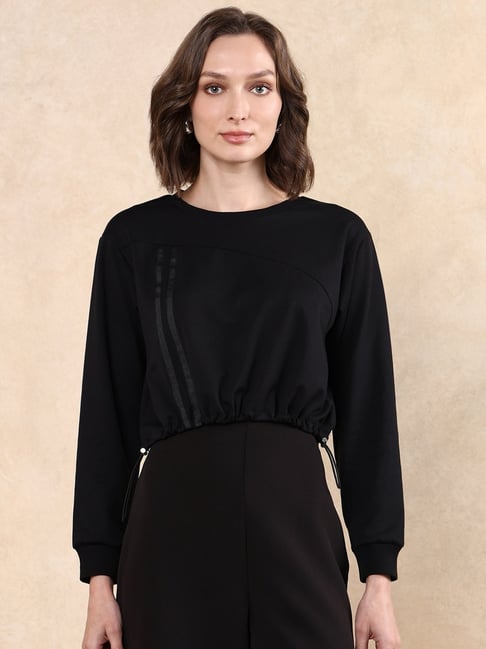 RAREISM Black Cotton Blend Solid Long Sleeves Sweatshirt-picture-34