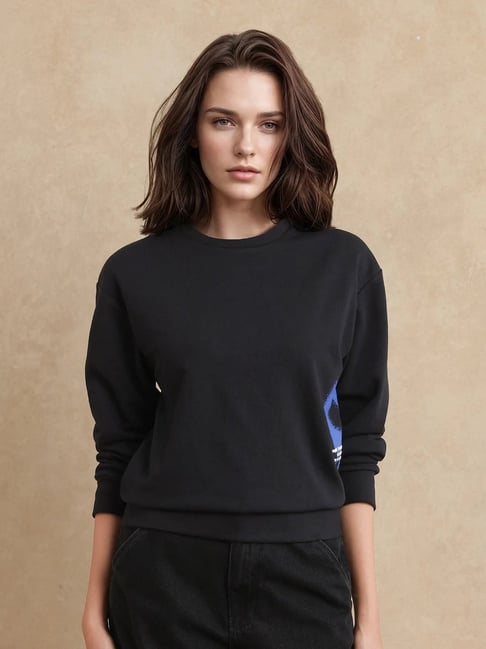 RAREISM Black Cotton Printed Long Sleeves Sweatshirt-picture-10