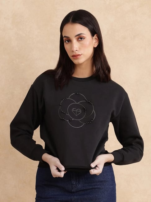 RAREISM Black Cotton Blend Printed Long Sleeves Sweatshirt-picture-14