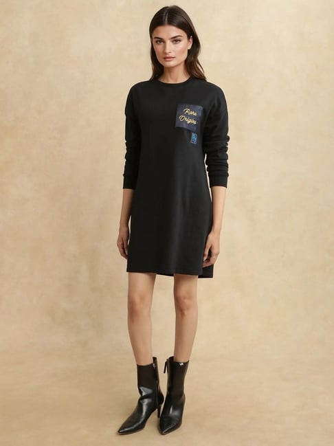 RAREISM Black Cotton Blend Solid Long Sleeves Sweatshirt-picture-38