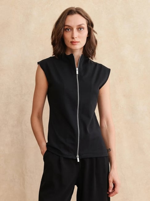 RAREISM Black Cotton Blend Tie-Dye Sleeveless Sweatshirt-picture-35