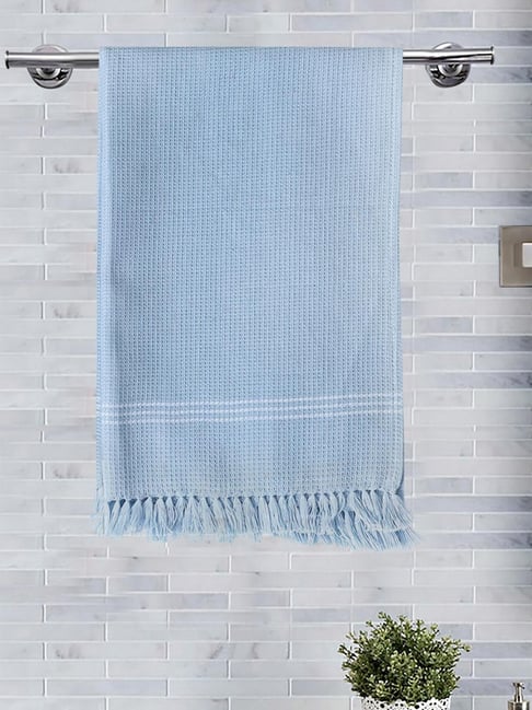 Fabindia Jia Blue Cotton Woven Hand Towel - Set of 2-image-48