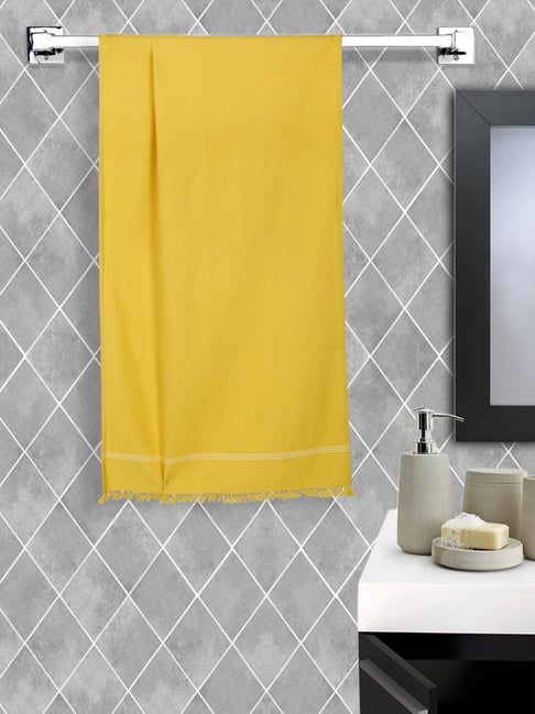 Fabindia Jia Yellow Cotton Woven Towel-picture-10
