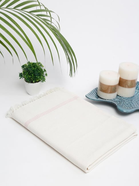 Fabindia Jia White Cotton Woven Towel-image-45