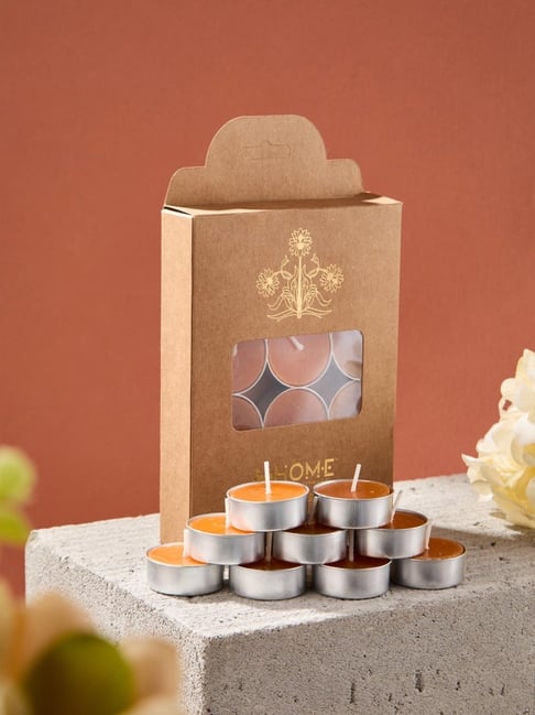 Fabindia Orange Metal Candles Set of 24