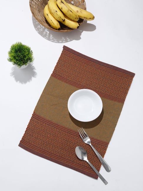 Fabindia Mirania Green Cotton Woven Table Mat - Set of 6-image-32
