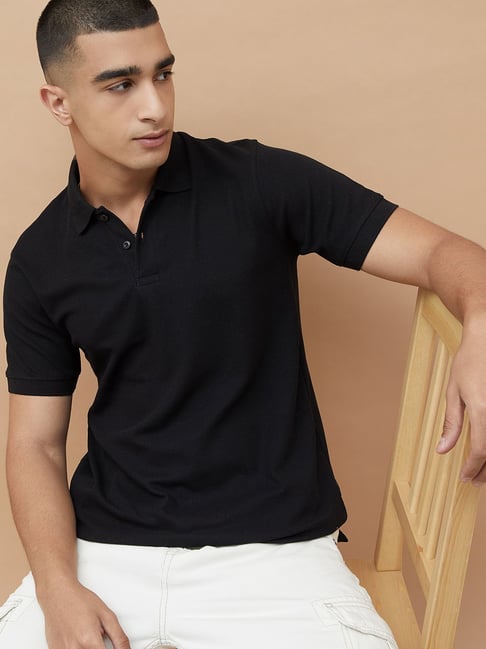 Buy Fame Forever by Lifestyle Men's Black Polo T-Shirt at Best