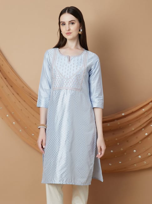 Melange by Lifestyle Women's Blue Kurta-picture-28