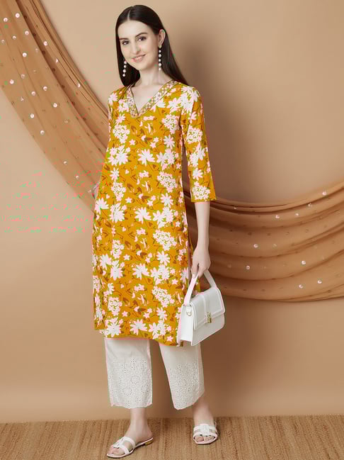 Melange by Lifestyle Women's Yellow Kurta-picture-46