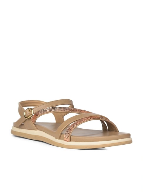 Bata Women's Beige Ankle Strap Sandals
