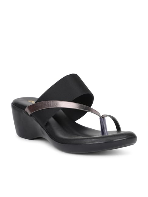 Bata Women's Black Toe Ring Sandals-picture-47