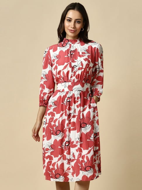 Allen Solly Women's Red Print Dress-picture-26