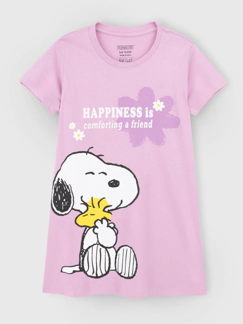 Nap Chief Girls Lavender Cotton Relaxed Fit Character Based Casual Dress