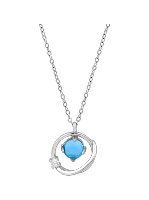 Zavya Blue Charm Rhodium Plated 925 Sterling Silver Necklace for Women