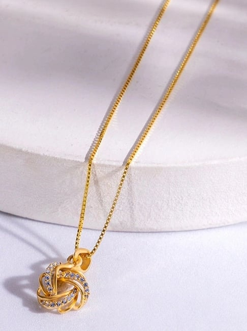 Zavya Sparkling Knot Gold Plated 925 Sterling Silver Pendant Necklace for Women