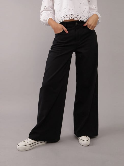 American Eagle Women's Black Stretch Ultra Wide-Leg Super High-Waisted Pant-picture-37