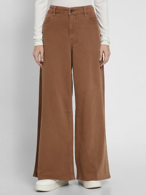 American Eagle Women's Brown Stretch Ultra Wide-Leg Super High-Waisted Pant-picture-33