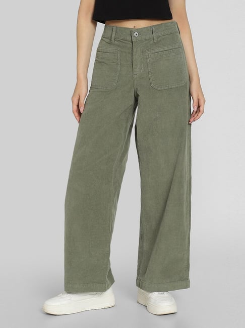 American Eagle Women's Green Stretch Corduroy Low-Rise Baggy Wide-Leg Pant-picture-32