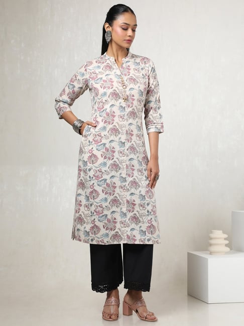 Soch Beige Linen Regular Fit Floral Print Kurtas-picture-15