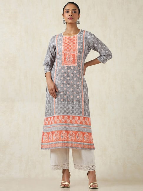 Soch Grey Regular Fit Embroidered Kurtas-picture-38