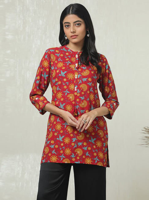 Soch Deep Red Regular Fit Printed Tunic-picture-12